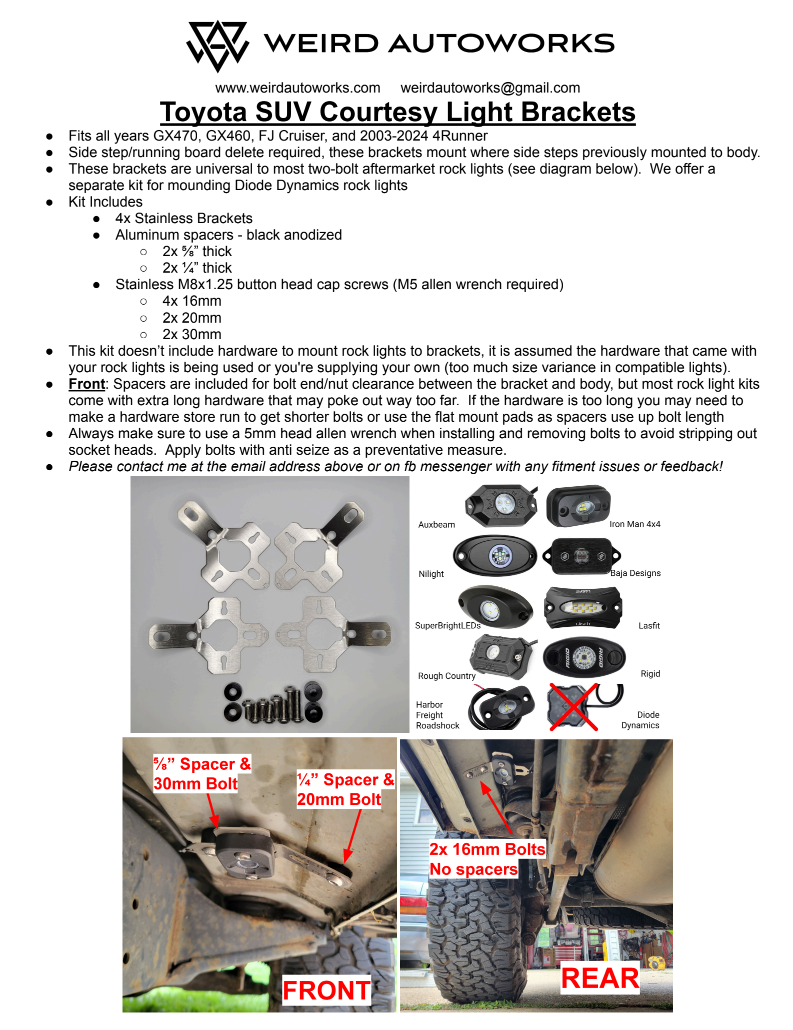 Toyota Rock Light Brackets - Universal (4Runner 4th & 5th gen, GX470,GX460, FJ)